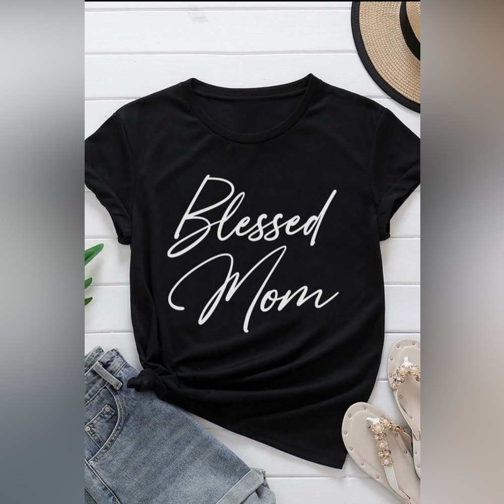 #63 Black 'Blessed Mom' T-Shirt
